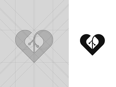 Nature and technology brand branding design elegant graphic design health heart illustration leaf logo logo design logo designer logotype mark modern nature negative space sign tech