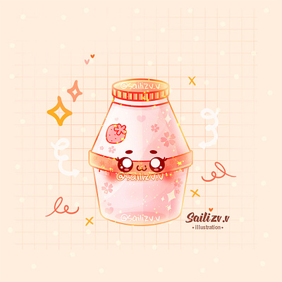 Bebidas Leche de Sailizv.v adorable adorable lovely artwork concept creative cute art design digitalart illustration