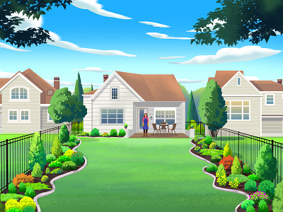 Gardien - DuraWeb – Landscape Fabric - 2D Character Animation 2d buildings design explainer explainer illustration flowers garden gardien illustration landscape nature illustration plant tree save nature save tree style style frame trees