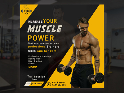 Gym banner design banner design editing fitness graphic design gympost motion graphics