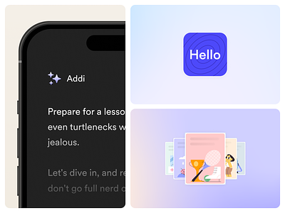 App UI - Small Updates ai app app design branding covers design first frame gradient hello icon illustration iphone language learning logo rebound shot ui ux