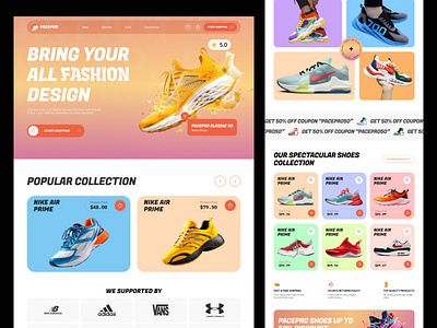 Shoe Store Landing Page | Oripio design design uiux ecommerce website figma design landing page design landing page designer landing page ui shoe app landing page | oripio shoes web app design shoes website shop ui ui ux designer uiux ux designer web ui design website design