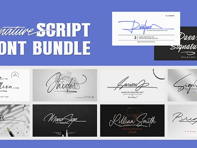 Signature Script Font Bundle branding bundle creative design fonts graphic design lettering logo typeface typography