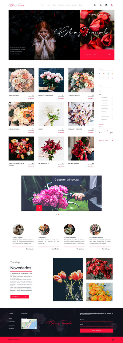 Flowers app design typography