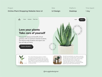 Online Plant Shopping Website Hero UI 3d animation branding design graphic design illustration logo motion graphics ui vector
