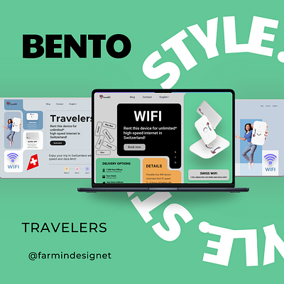 TRAVELERS agency bento graphic design landing page new work online shop ui web design website