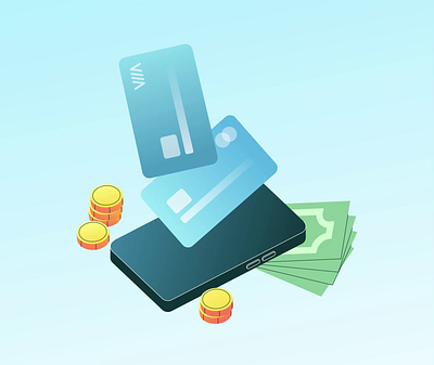 Web wallet and online banking animation bank card banknotes cards cash chip cards coins credit cards digital wallet finance money bills payment smartphone
