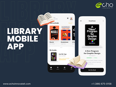 Library Mobile App branding graphic design library mobile app logo ui