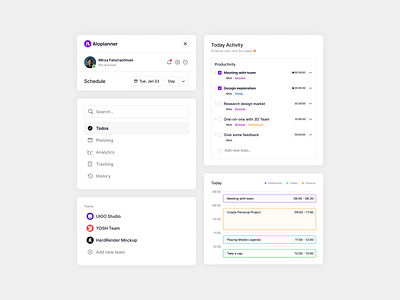 Aloplanner - AI Daily Planner Mobile View agenda ai appoinment artificial intelligence clean daily date mobile plan planner platform responsive saas schedule scheduling task timeline to do todo ui