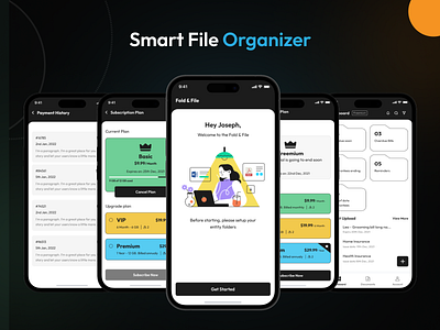 Smart File Organizer App Design adobephotoshop appdesign figma mobileapp ui uiux userinterface uxcasestudy
