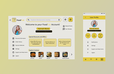 Daily UI Challenge - Day 06 - User Profile figma food food delivery food delivery app logo mobile app mobile interface mobile user profile ui user account user interface user interface design user profile web app web interface web user profile