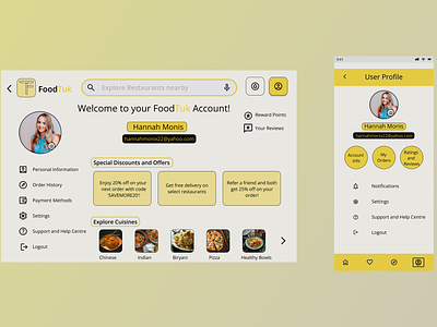Daily UI Challenge - Day 06 - User Profile figma food food delivery food delivery app logo mobile app mobile interface mobile user profile ui user account user interface user interface design user profile web app web interface web user profile
