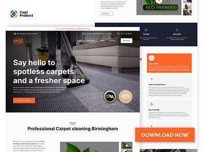 Carpet Cleaning Service Website Design capi carpet cleaning creative design service ui ui kit ux website
