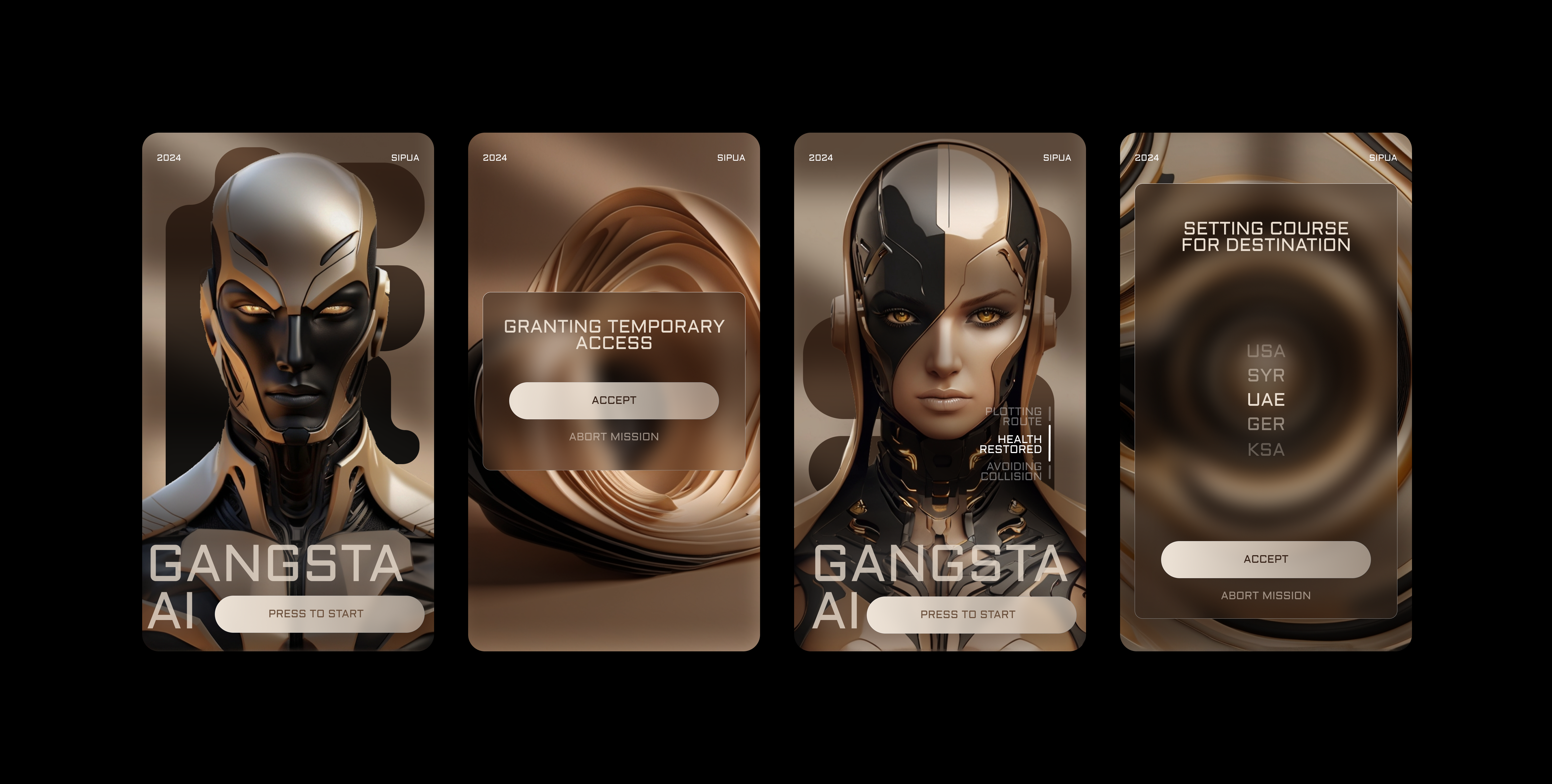 Web 3 Ai mobile App abstract ai brown creative cyborg digital product game ui golden graphic design sipua tech ui ux web design web3