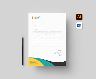 Letterhead Design in Microsoft word Format. adobe illustrator branding design envelope graphic design invoice letterhead logo logo design microsoft word stationery vector