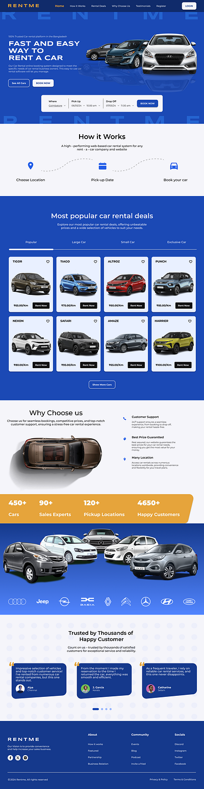 RENTME - Car Rental Website - UI Design branding graphic design logo motion graphics ui