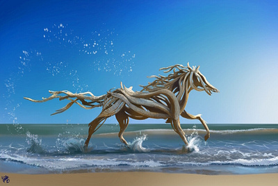 Driftwood horse concept concept art digital painting fantasy horse procreate whimsical