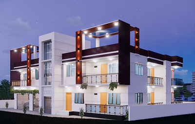 2 Story Modern House at Sylhet 3d arch archviz autocad bim design render revit