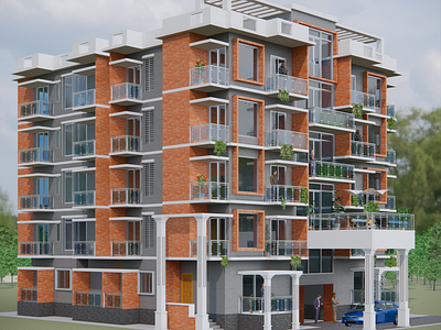 5 Story Residential Building at Sylhet 3d arch archviz autocad bim design render revit