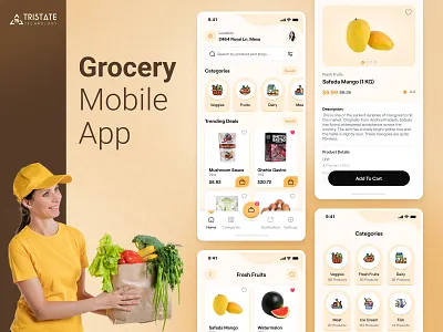 Grocery Mobile App app ui design creative ui design grocery app ui modern app ui design