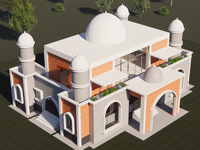 2 Story Mosque 3d arch archviz autocad bim design render revit