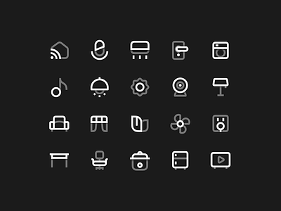 Smart Home Icon Collection air conditioner app bluetooth camera curtain door lock environment fan home icon lamp music rice cooker socket sofa table ui ux wifi zigbee