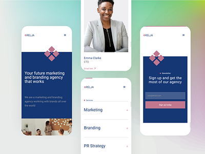 Relja Agency Template: Sleek Mobile Design on Webflow branding design graphic design ui ux webflow webflow template