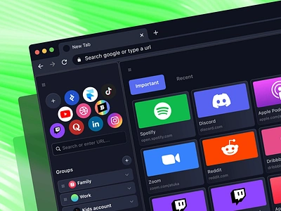 Chrome Extension — Organizer animation apple chrome design discord extension motion motion graphics organise organiser organizer producy spotify tinder ui ux web whatsapp youtube zoom