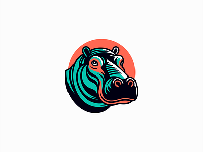 Hippo Logo animal branding character design emblem hippo icon identity illustration logo mark mascot nature sports symbol vector wildlife zoo