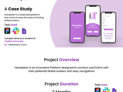 Handyman (A case Study) connecting clients with skilled workers branding ui