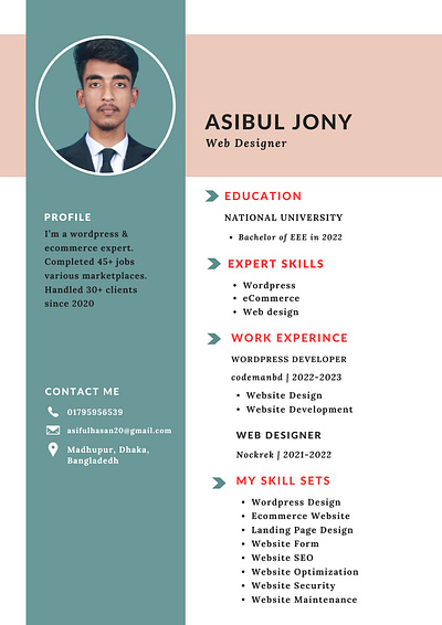 My Resume resume website wordpress