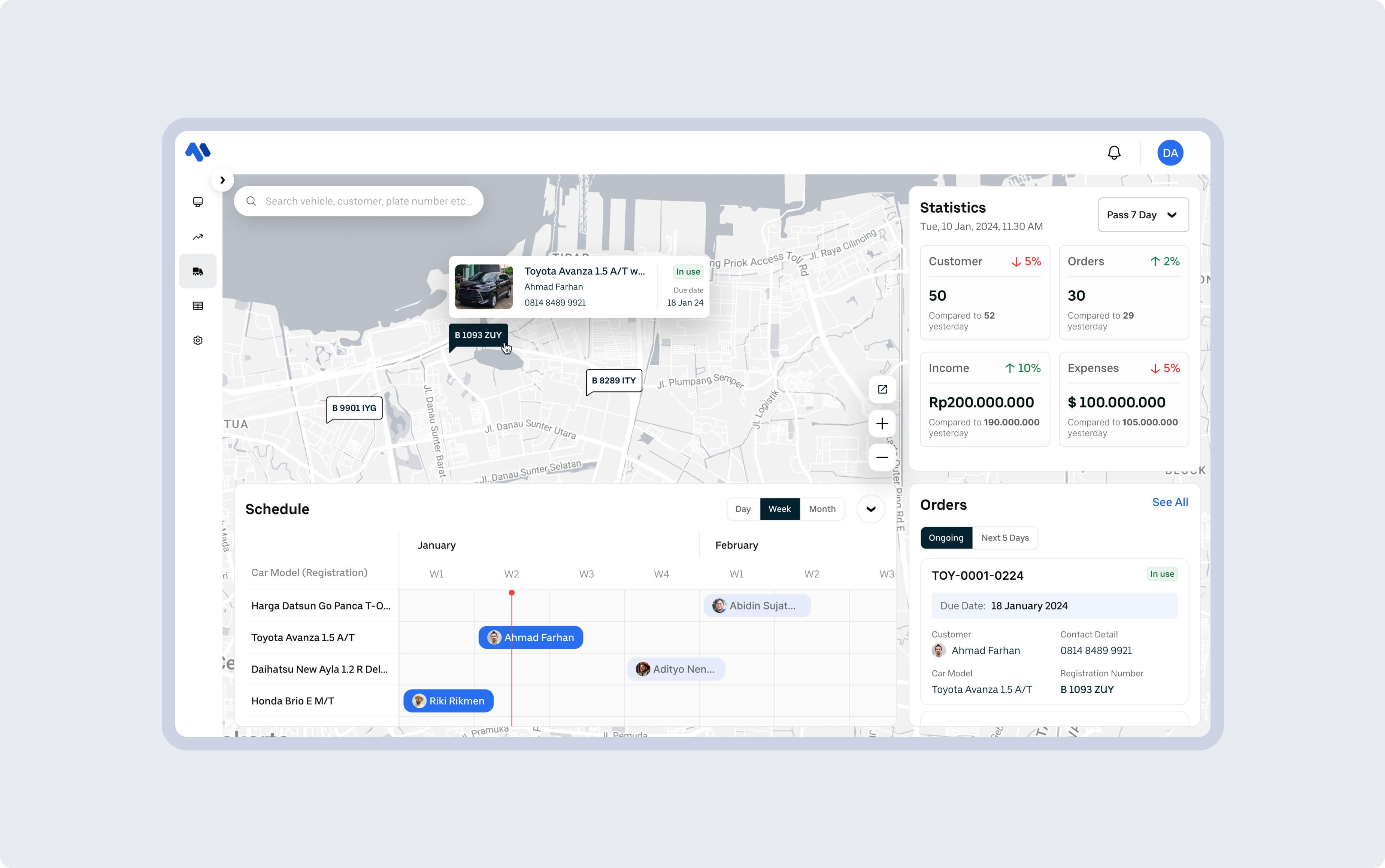 Car Rental Management Website app das dasboard design ui ux web