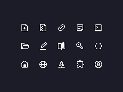 Specify · Icons Update book bracket code edit file home house icon illustration integrations key link notes open folder puzzle variable font zip