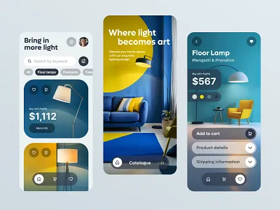 Lighting Store app design figma lamp light lighting mobile ui ux uxui web