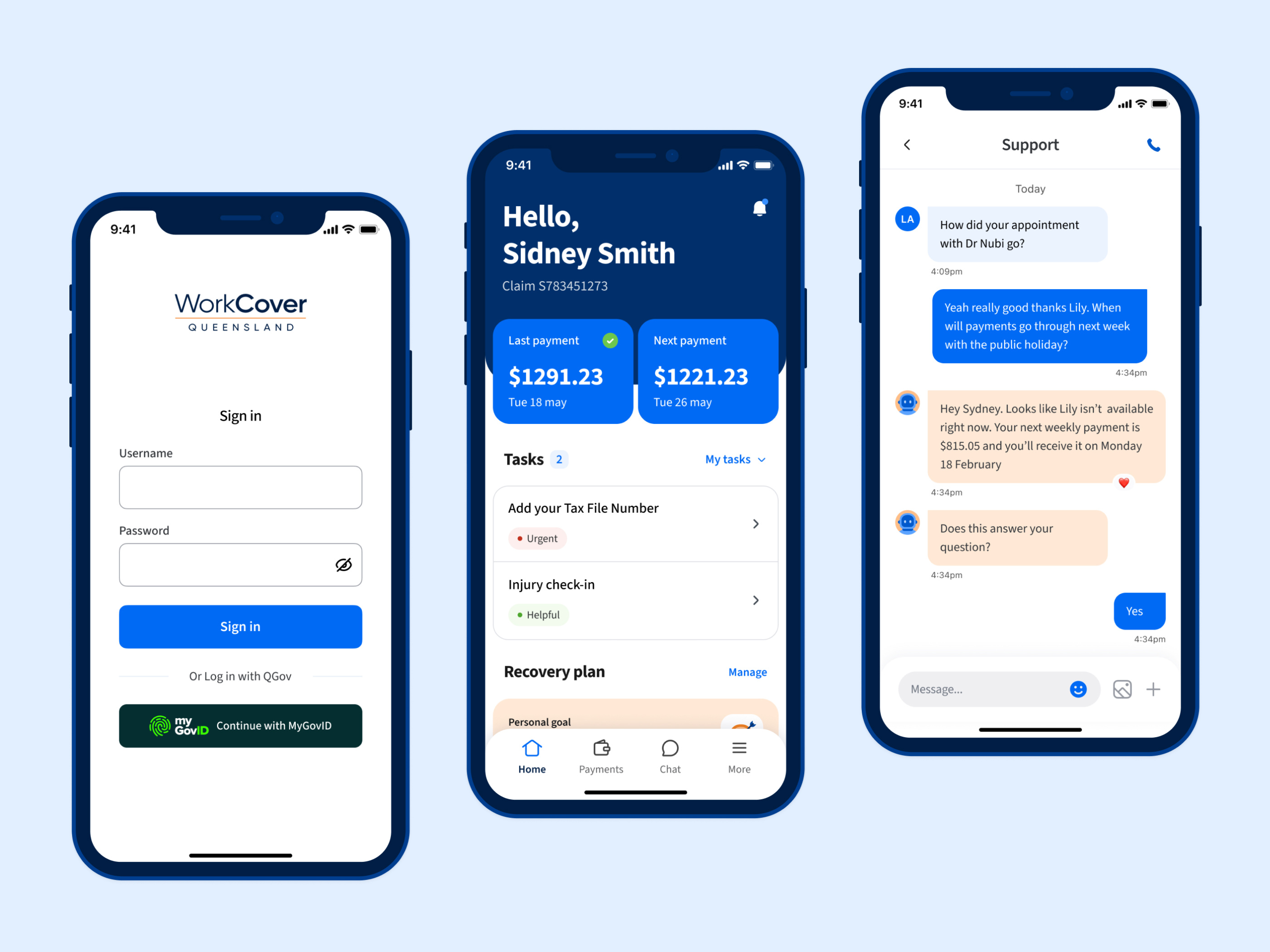 Workers insurance App app design app login app messages