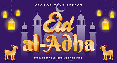 Eid Ul Adha 3d editable text style Template festival