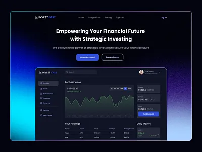 Portfolio Dashboard banking banking app dashboard figma finance fintech investment investor money portfolio savings stocks uxui webdesign