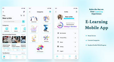 E-Learning Mobile App animation branding figma learning mobile app product designed prototype ui ux