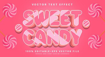 Sweet Candy 3d editable text style Template fruity candy funny