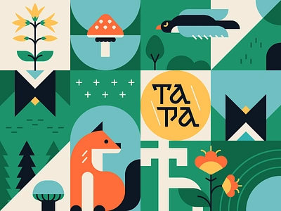 Tara National Park Project biodiversity design eco environment fauna flat design flora illustration reserve serbia style tara travel vector wildlife