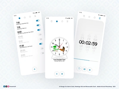 Alarm Clock adobexd alarm alarm clock alarmclock ali hosseini ali hosseini ui alihosseini app clock hosseini ali hosseini ali ui hosseiniali mobile mobileapp stopwatch time timer ui uiux ux