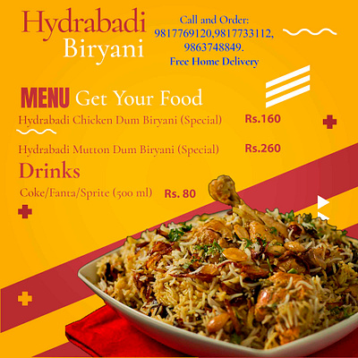 GYF Biryani branding cafe design food food menu graphic design restaurant santalum designs social media post