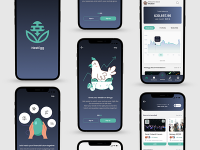 Finance Mobile App - Nest Egg app appdevelopment branding creativedesign design designinspiration digitaldesign financialtech fintechdesign investmentapp mobile app mobileappdesign productdesign techinnovation ui uidesign uiuxcommunity userinterface ux uxdesign