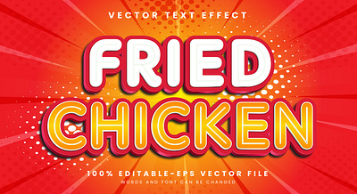 Fried Chicken 3d editable text style Template dinner