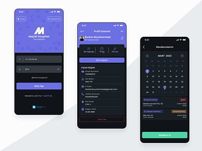 Mobil Hospital Dark branding dashboard ui design interaction design ios mobil ui ux web