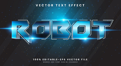 Robot 3d editable text style Template glow