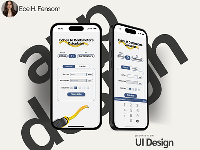 Inch-to-Centimetres Calculator App Interface Design app design calculator dailyui design challenge interface design logo mobile ui