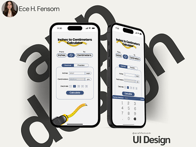 Inch-to-Centimetres Calculator App Interface Design app design calculator dailyui design challenge interface design logo mobile ui