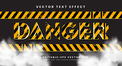 Danger 3d editable text style Template futuristic