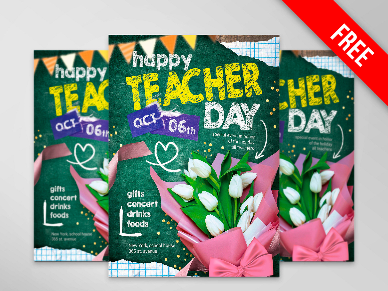 Free Teacher Day Flyer PSD Template by Elegantflyer on Dribbble